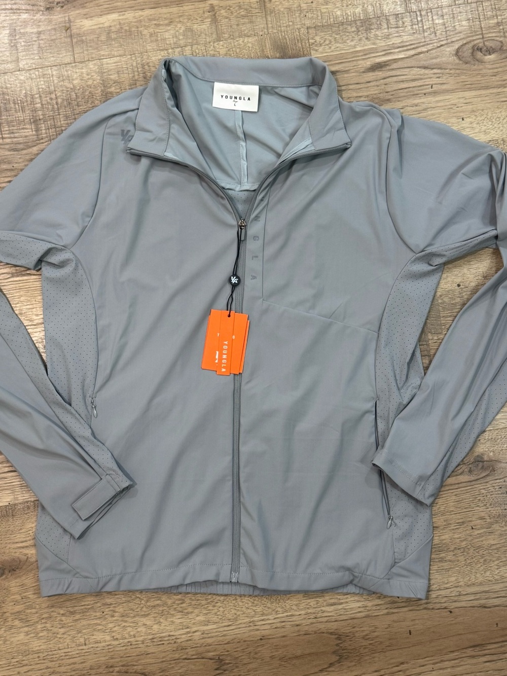 YoungLA Men's Light Gray Lightweight Zip Jacket